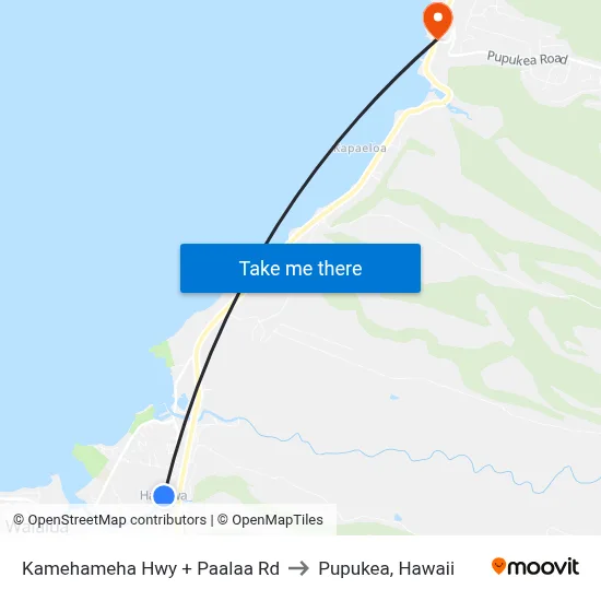 Kamehameha Hwy + Paalaa Rd to Pupukea, Hawaii map