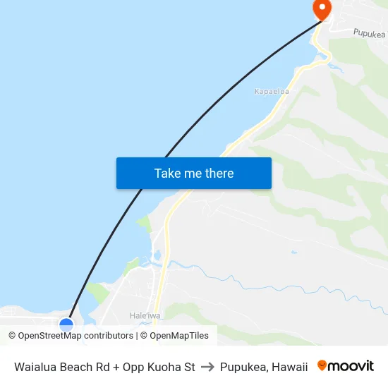 Waialua Beach Rd + Opp Kuoha St to Pupukea, Hawaii map
