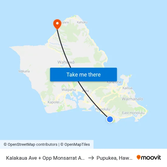 Kalakaua Ave + Opp Monsarrat Ave to Pupukea, Hawaii map