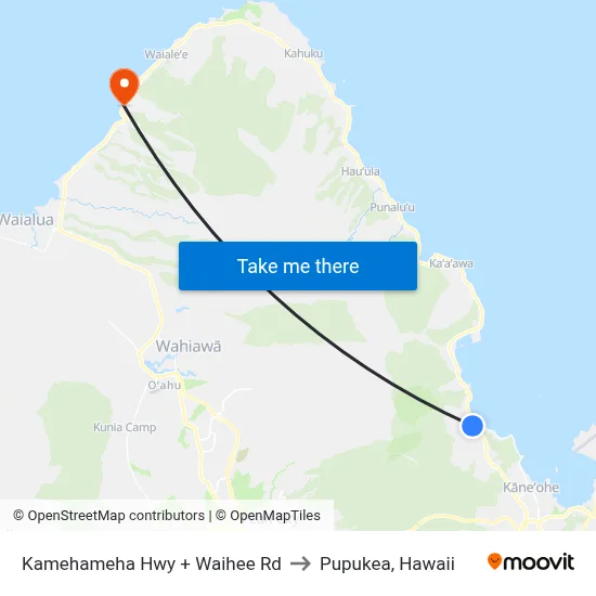 Kamehameha Hwy + Waihee Rd to Pupukea, Hawaii map