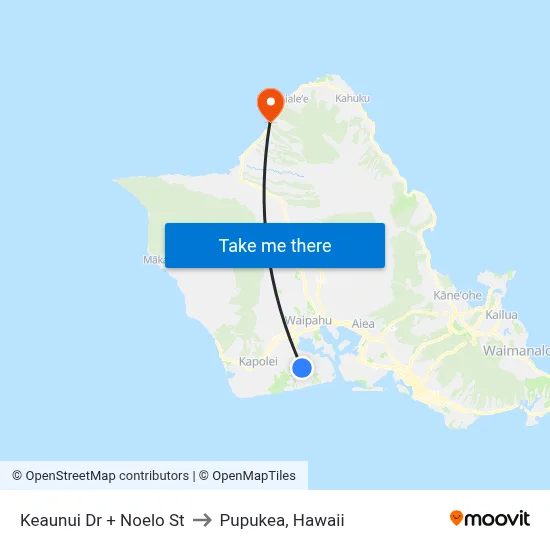 Keaunui Dr + Noelo St to Pupukea, Hawaii map