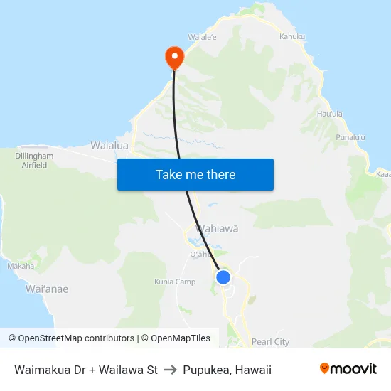 Waimakua Dr + Wailawa St to Pupukea, Hawaii map