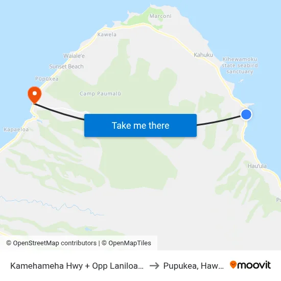 Kamehameha Hwy + Opp Laniloa St to Pupukea, Hawaii map