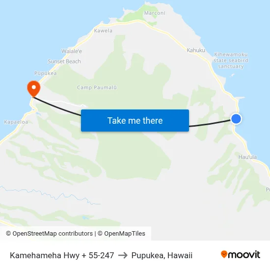 Kamehameha Hwy + 55-247 to Pupukea, Hawaii map