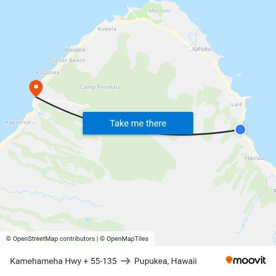 Kamehameha Hwy + 55-135 to Pupukea, Hawaii map