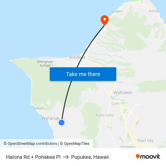 Halona Rd + Pohakea Pl to Pupukea, Hawaii map