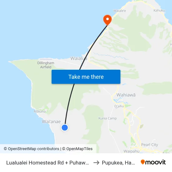 Lualualei Homestead Rd + Puhawai Rd to Pupukea, Hawaii map