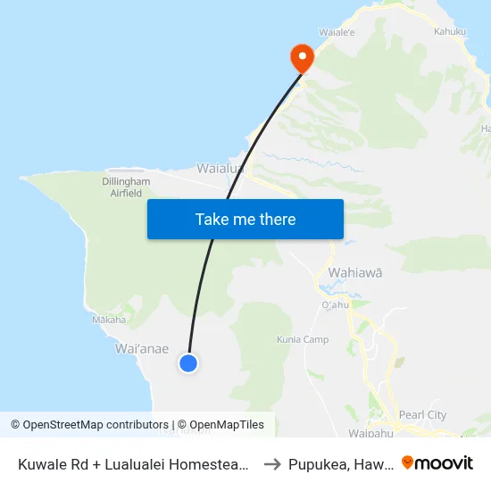 Kuwale Rd + Lualualei Homestead Rd to Pupukea, Hawaii map