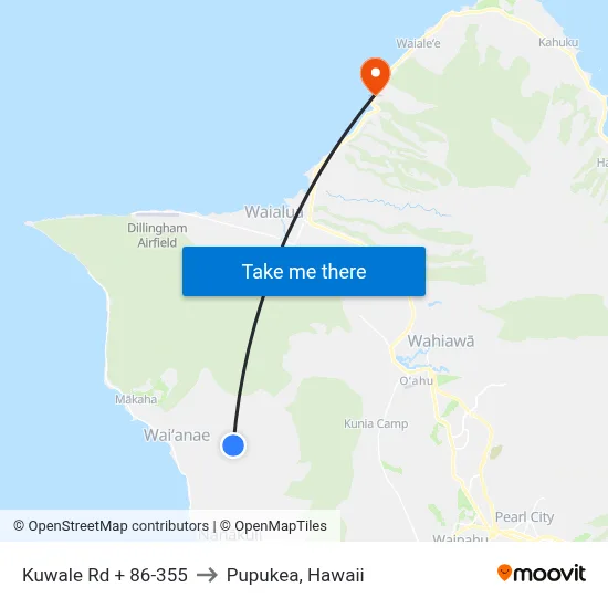Kuwale Rd + 86-355 to Pupukea, Hawaii map