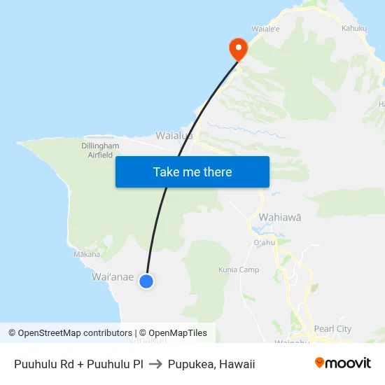 Puuhulu Rd + Puuhulu Pl to Pupukea, Hawaii map