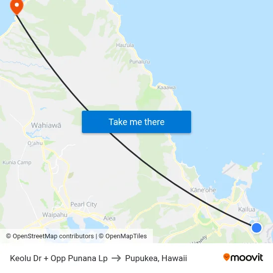 Keolu Dr + Opp Punana Lp to Pupukea, Hawaii map