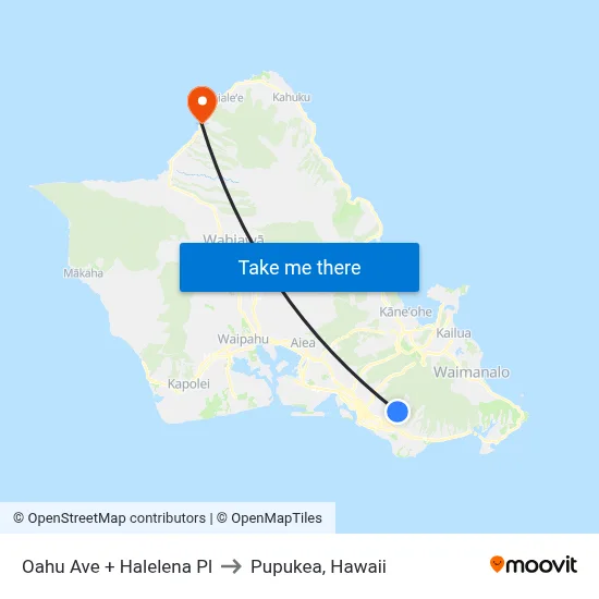 Oahu Ave + Halelena Pl to Pupukea, Hawaii map