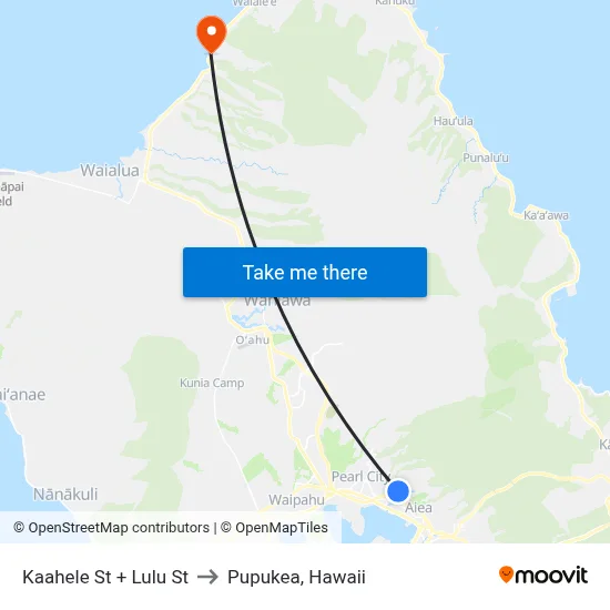 Kaahele St + Lulu St to Pupukea, Hawaii map