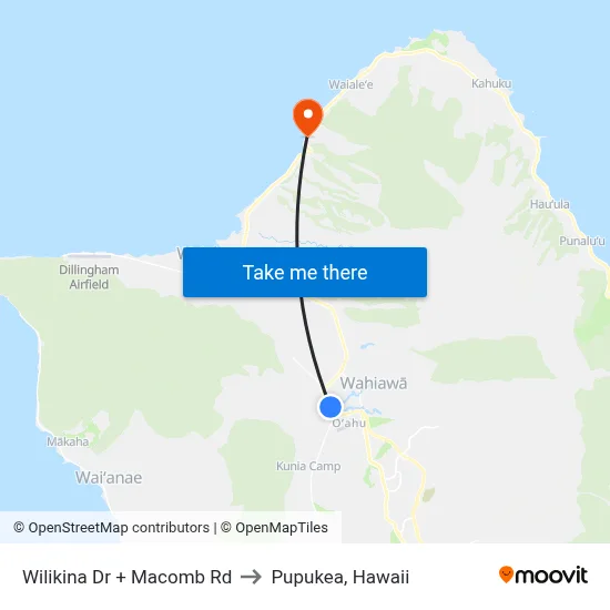 Wilikina Dr + Macomb Rd to Pupukea, Hawaii map