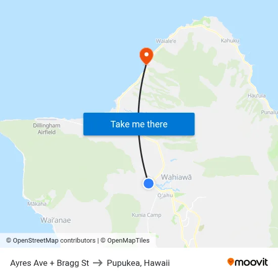 Ayres Ave + Bragg St to Pupukea, Hawaii map