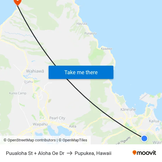 Puualoha St + Aloha Oe Dr to Pupukea, Hawaii map