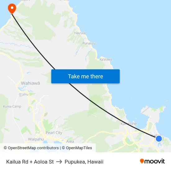 Kailua Rd + Aoloa St to Pupukea, Hawaii map