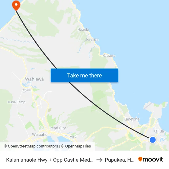 Kalanianaole Hwy + Opp Castle Medical Center to Pupukea, Hawaii map