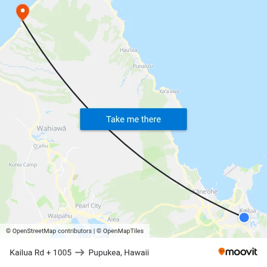 Kailua Rd + 1005 to Pupukea, Hawaii map