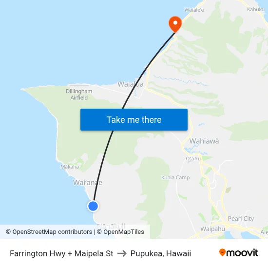 Farrington Hwy + Maipela St to Pupukea, Hawaii map
