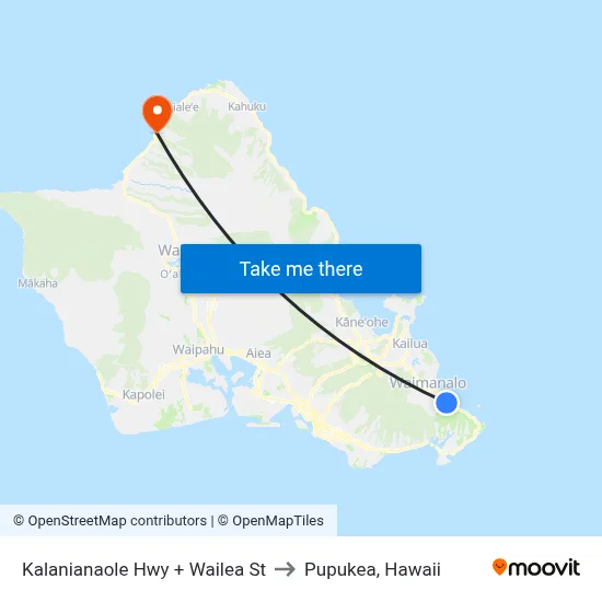 Kalanianaole Hwy + Wailea St to Pupukea, Hawaii map