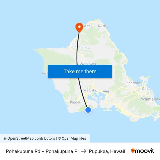 Pohakupuna Rd + Pohakupuna Pl to Pupukea, Hawaii map