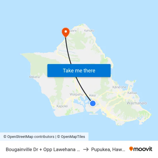 Bougainville Dr + Opp Lawehana St to Pupukea, Hawaii map