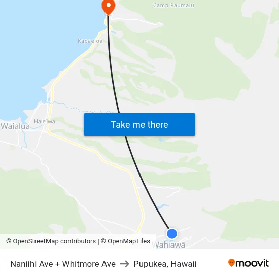 Naniihi Ave + Whitmore Ave to Pupukea, Hawaii map