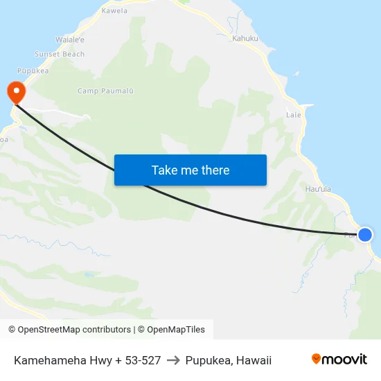 Kamehameha Hwy + 53-527 to Pupukea, Hawaii map