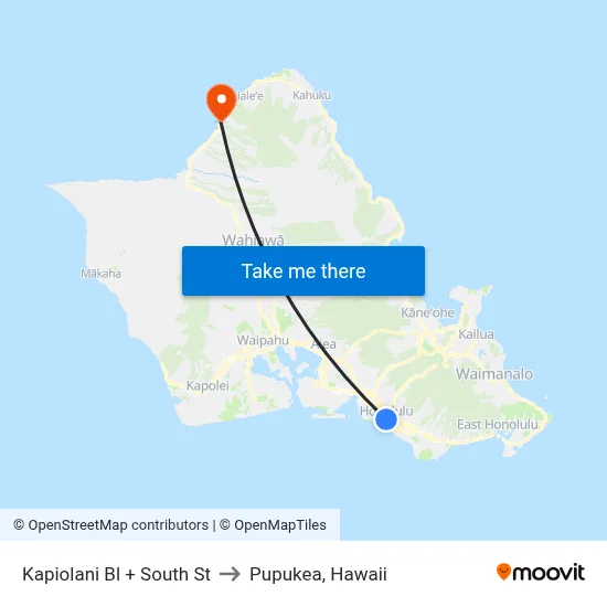 Kapiolani Bl + South St to Pupukea, Hawaii map