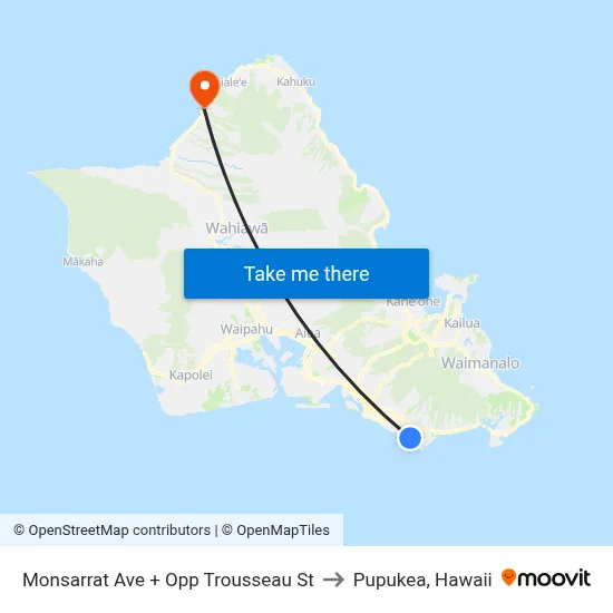 Monsarrat Ave + Opp Trousseau St to Pupukea, Hawaii map