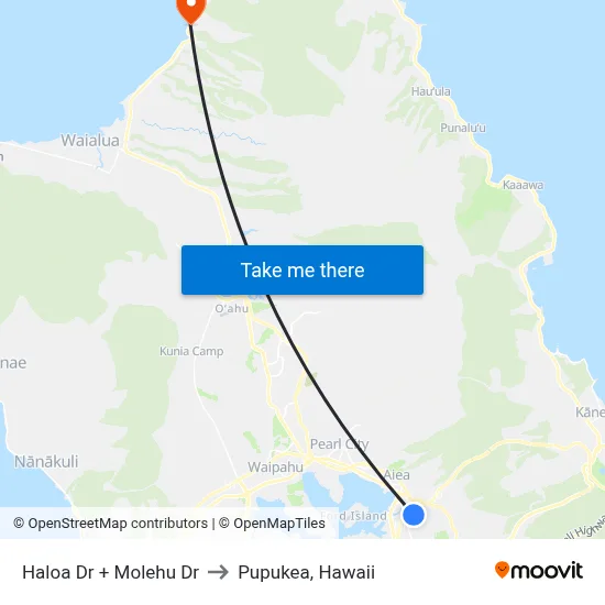 Haloa Dr + Molehu Dr to Pupukea, Hawaii map