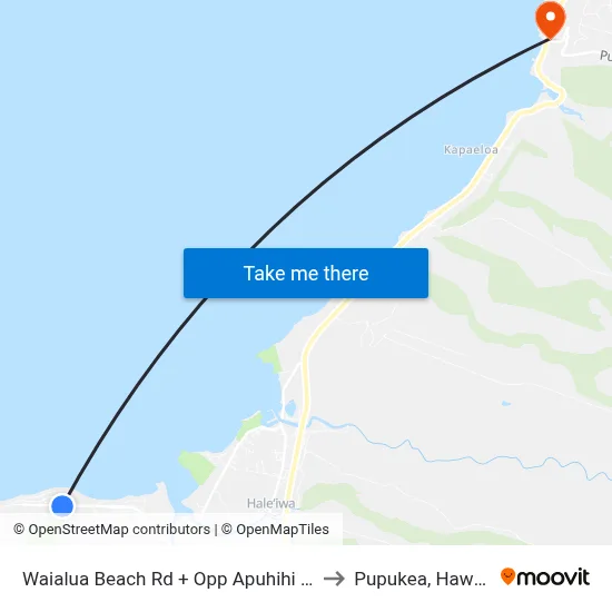 Waialua Beach Rd + Opp Apuhihi St to Pupukea, Hawaii map