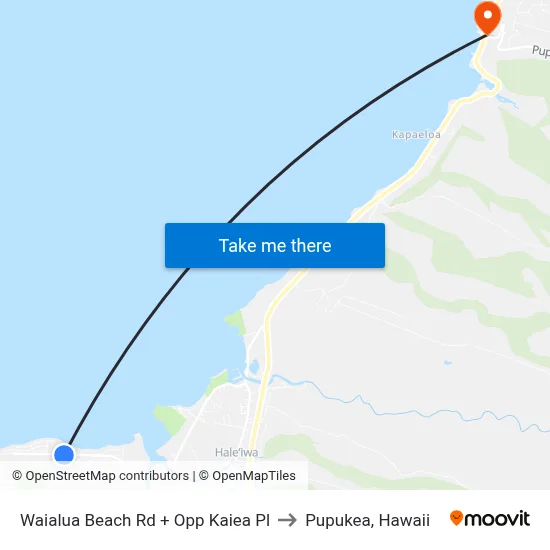 Waialua Beach Rd + Opp Kaiea Pl to Pupukea, Hawaii map