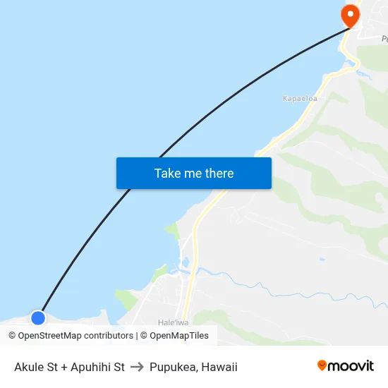Akule St + Apuhihi St to Pupukea, Hawaii map