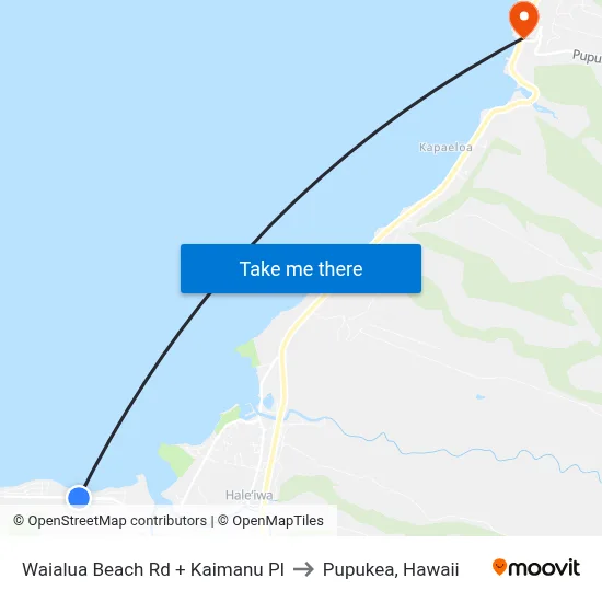 Waialua Beach Rd + Kaimanu Pl to Pupukea, Hawaii map