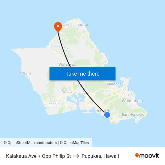 Kalakaua Ave + Opp Philip St to Pupukea, Hawaii map