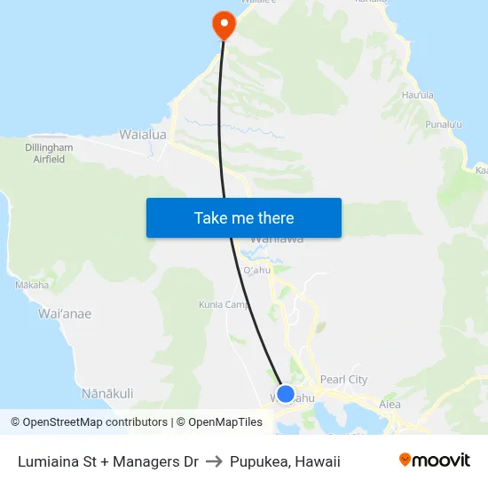 Lumiaina St + Managers Dr to Pupukea, Hawaii map
