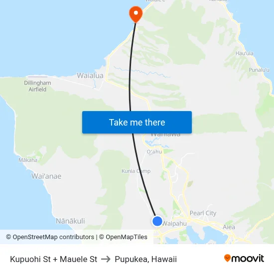 Kupuohi St + Mauele St to Pupukea, Hawaii map