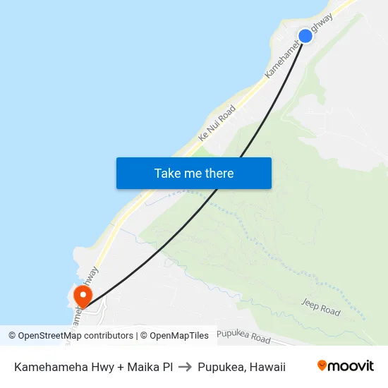 Kamehameha Hwy + Maika Pl to Pupukea, Hawaii map
