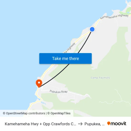 Kamehameha Hwy + Opp Crawfords Convalescent Home to Pupukea, Hawaii map