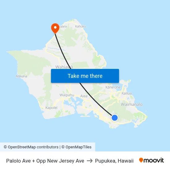 Palolo Ave + Opp New Jersey Ave to Pupukea, Hawaii map