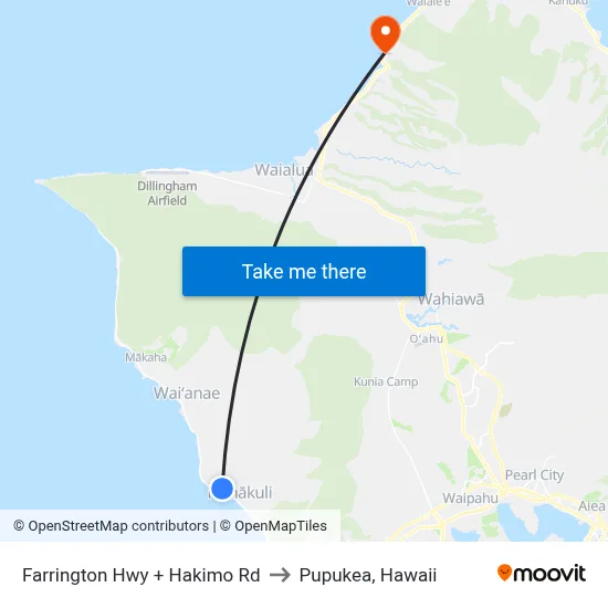 Farrington Hwy + Hakimo Rd to Pupukea, Hawaii map