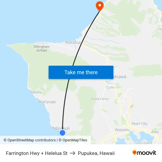 Farrington Hwy + Helelua St to Pupukea, Hawaii map