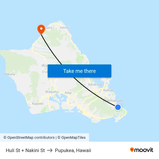 Huli St + Nakini St to Pupukea, Hawaii map
