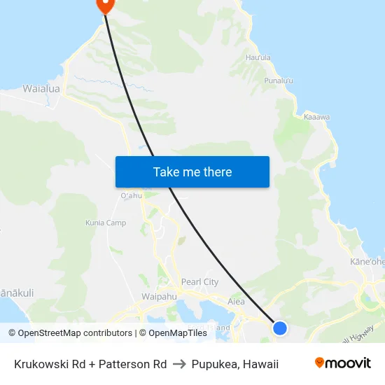 Krukowski Rd + Patterson Rd to Pupukea, Hawaii map