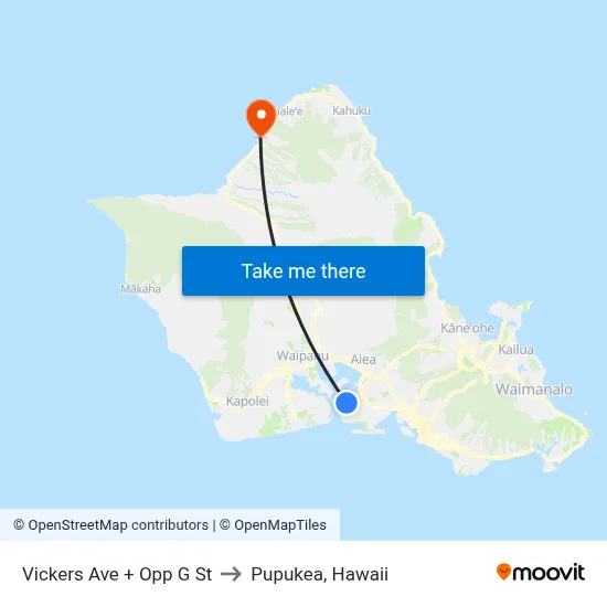 Vickers Ave + Opp G St to Pupukea, Hawaii map