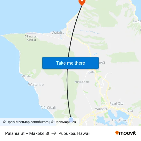 Palahia St + Makeke St to Pupukea, Hawaii map