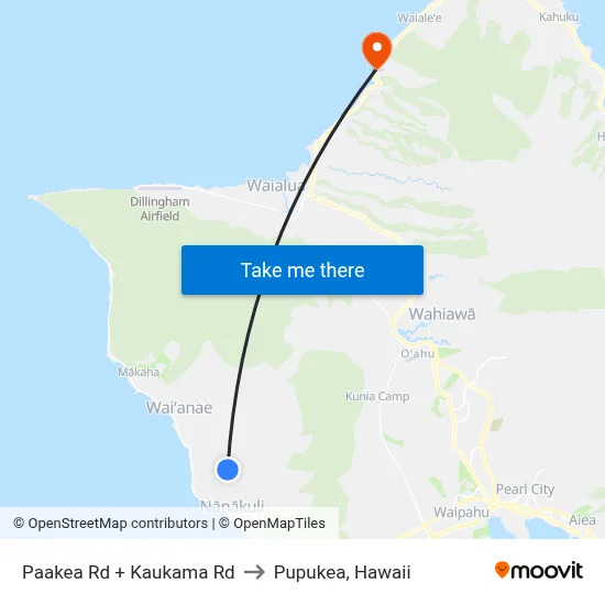Paakea Rd + Kaukama Rd to Pupukea, Hawaii map