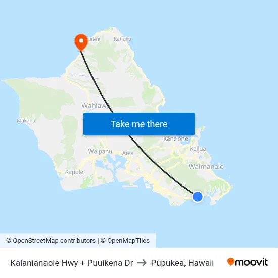 Kalanianaole Hwy + Puuikena Dr to Pupukea, Hawaii map